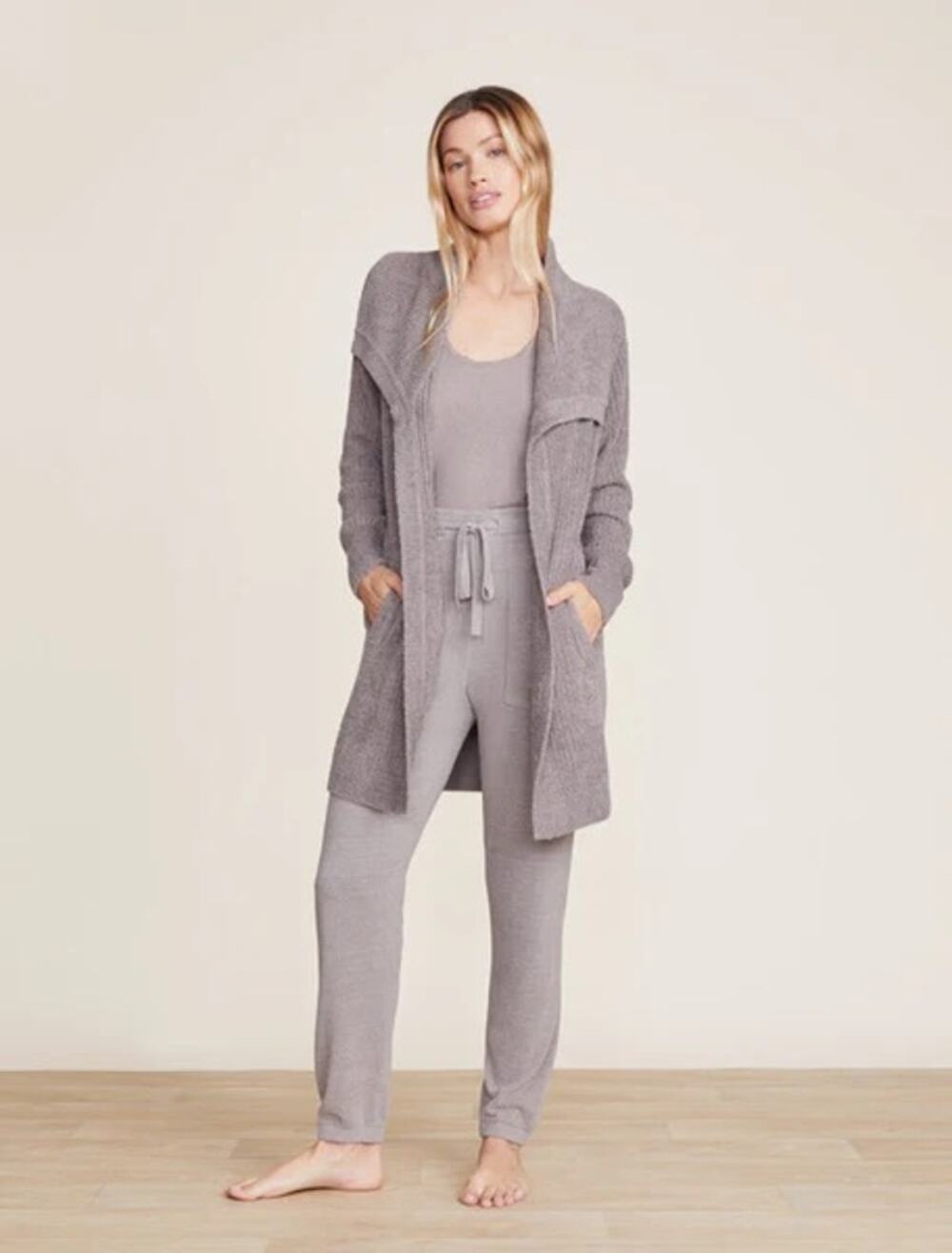 Barefoot Dreams Cozychic Lite Rib Drape Cardigan Beach Rock
